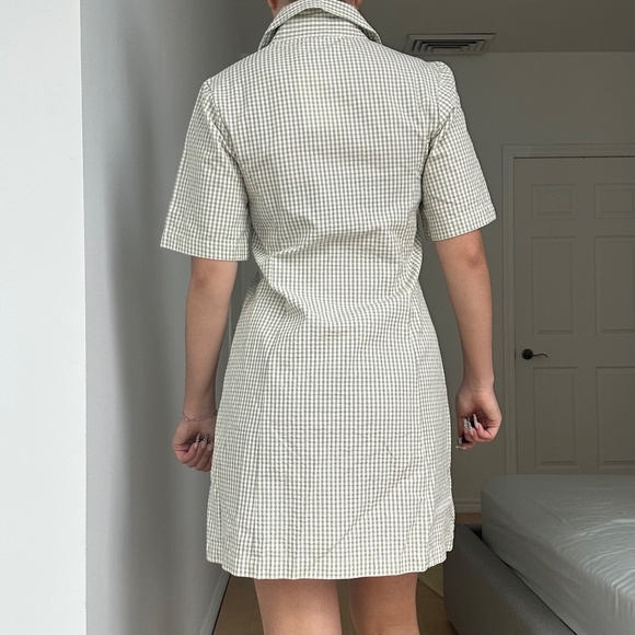 GINGHAM GREEN+CREAM COLLARED DRESS - Picture 3 of 5